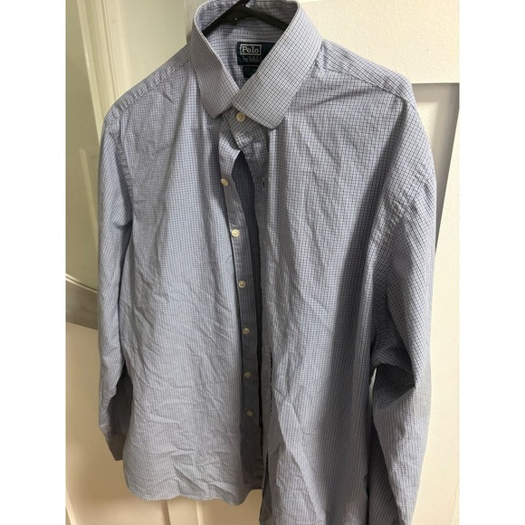 Polo Ralph Lauren Other - Polo Ralph Lauren Regent Custom Fit Blue White Micro Check ButtonDown Shirt 17.5